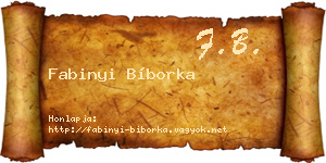 Fabinyi Bíborka névjegykártya